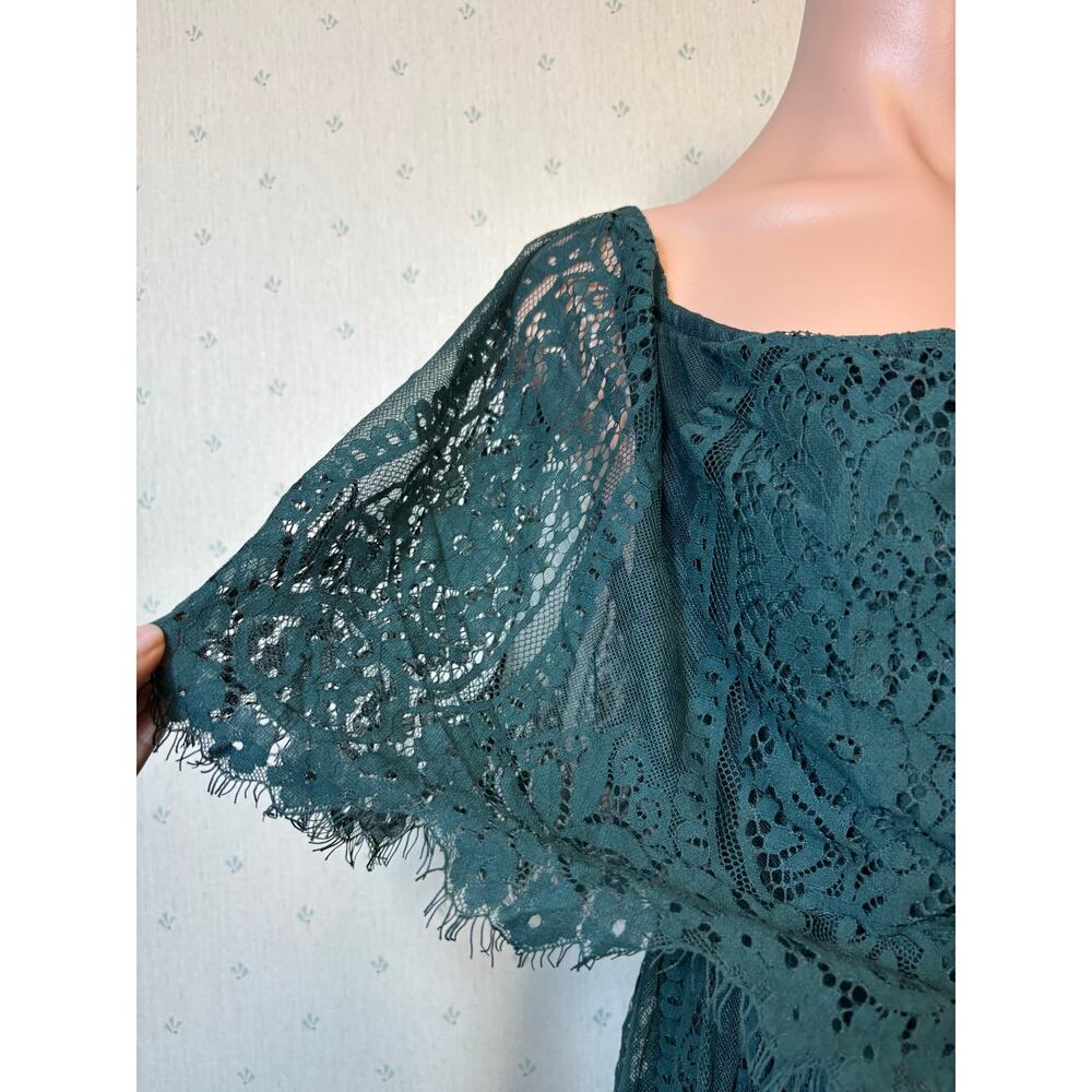 Baltic Born Caroline Lace Maxi Dress XL Emerald Off the Shoulder Cottagecore - Picture 8 of 12
